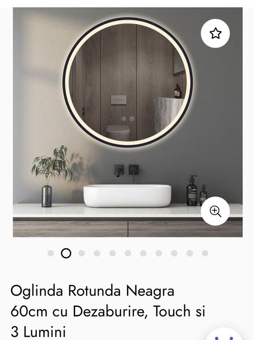 Oglinda rotundă nouă cu touch, 3 lumini si dezaburire