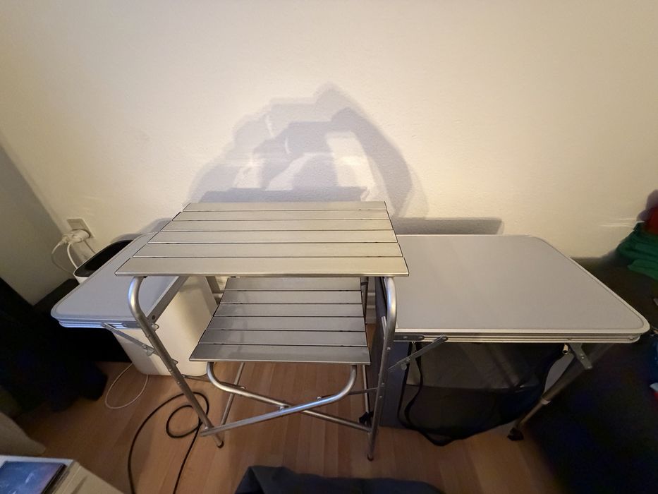Set camping masă pliabilă cu dulap și grătar