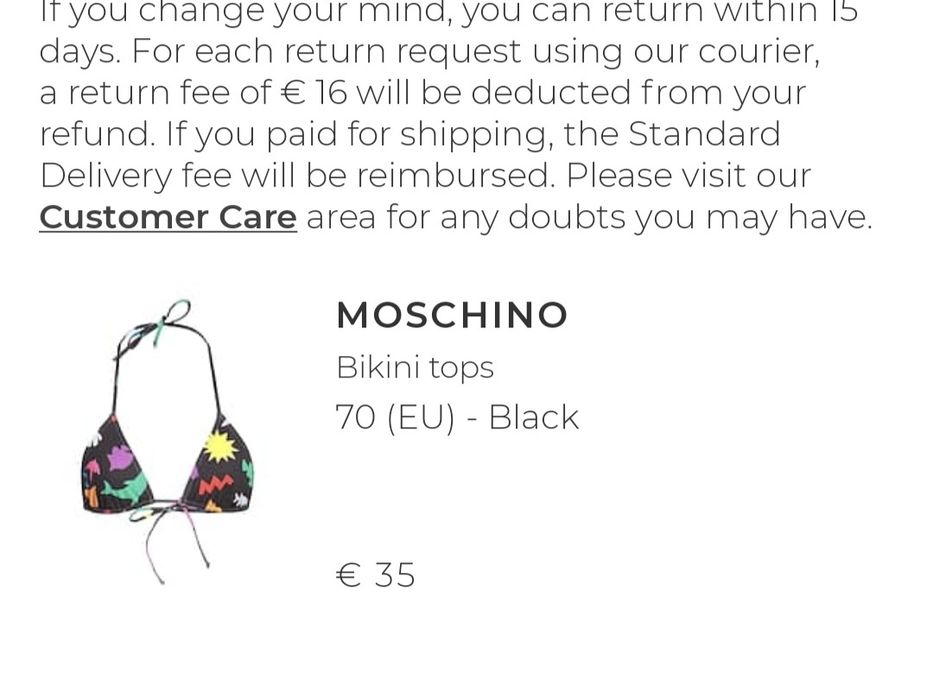 Moschino swim оригинален бански горнище 70