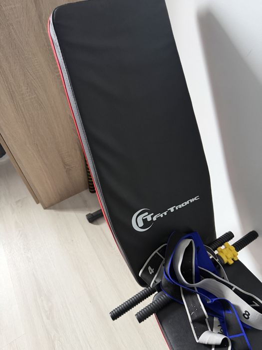 Set fitness complet FitTronic – bancă, greutăți și accesorii