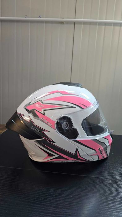 Casca Moto/Scuter Flip-Up, Viziera Dubla, Modulabila, Roz