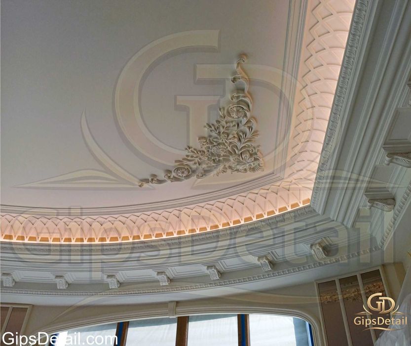 Гипсови орнаменти - корнизи, скрито осветление