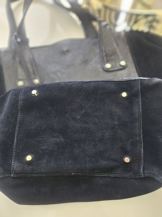 Poseta neagra piele cu piele întoarsă