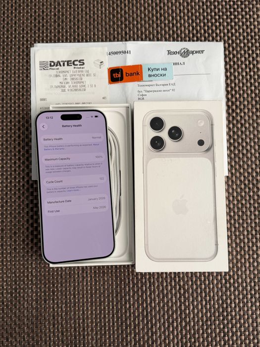 24М ГАРАНЦИЯ! iPhone 17 Pro Лизинг от 40€/мес Silver 256GB сив / бял