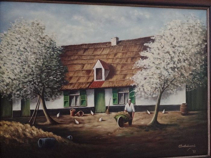 Ulei pe pânză tablou peisaj de țară ,lucrare de foarte buna calitate i