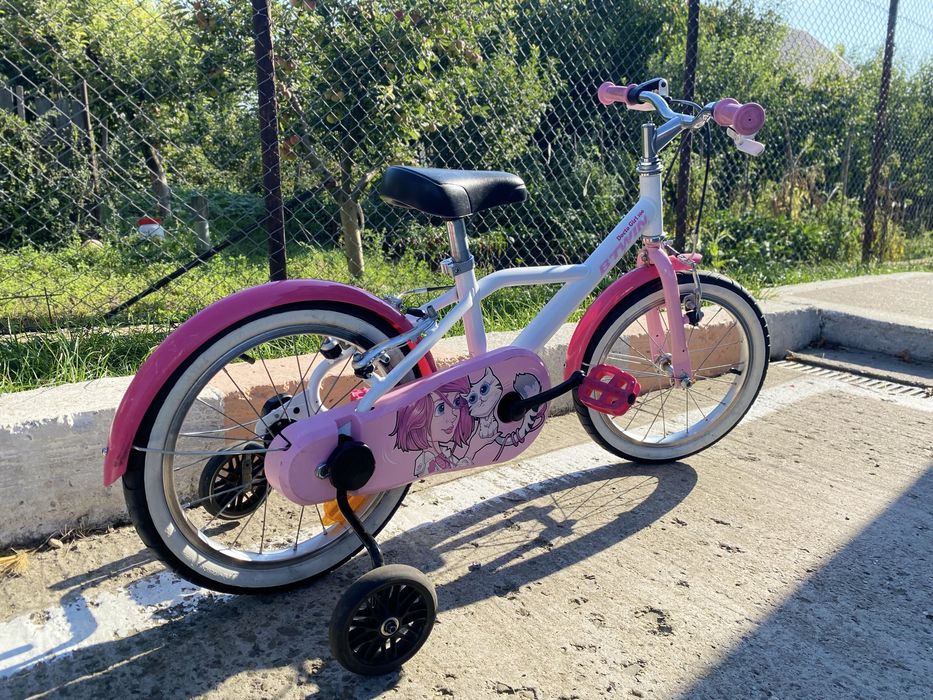 Bicicletă copii B’TWIN – roți 16”, cu roți ajutătoare