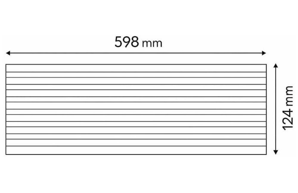 Вентилационна решетка за вграждане ‎Gresinex, 598 х 124 мм, метална вентилационна решетка за кухненски шкаф (модул 60)