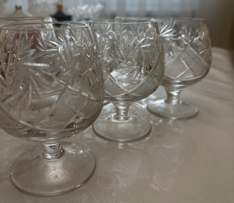 Фужеры хрустальные  бу, коньячные. 6 шт