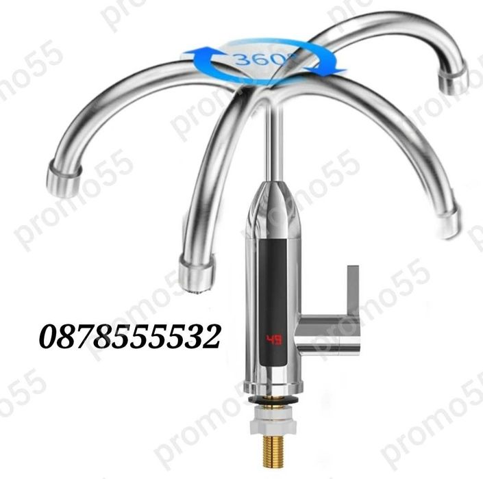 Проточен Нагревател за вода 3000W с дисплей Инокс