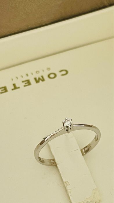 Inel Comete Gioielli din aur alb 18K, diamant natural 0,03 ct