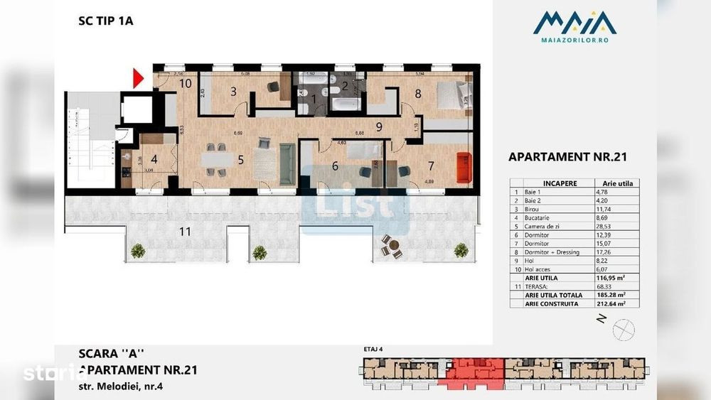 Vanzare(cesionare) apartament cu 5 camere cu 2 parcari Maia Zorilor