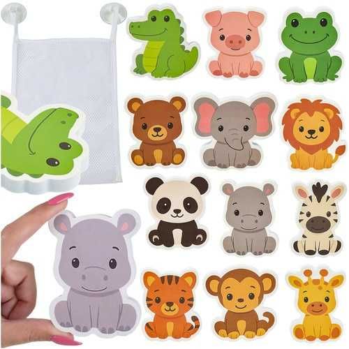 Set 12 animale din spuma pentru baie adezive pentru cada si faianta