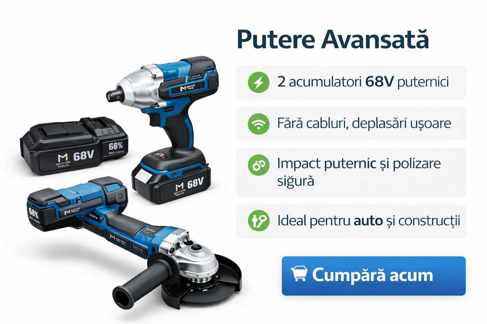 Set Scule 2 in 1 Matrix Max 68V Cheie Impact + Polizor Unghiular