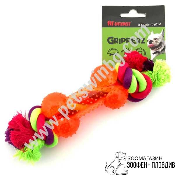 Играчка за Куче - Pet Interest Gripperz Bone - 22см - Оранжев цвят