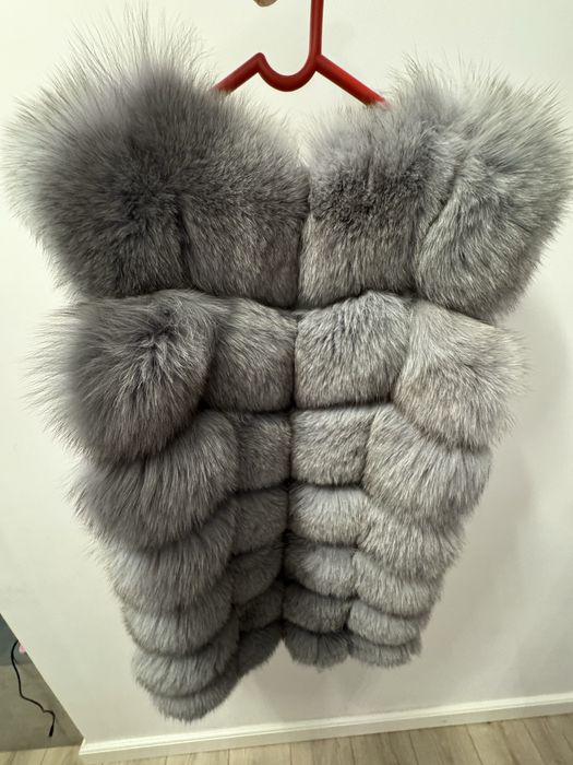 Vesta blana naturala 7 randuri gri argintiu