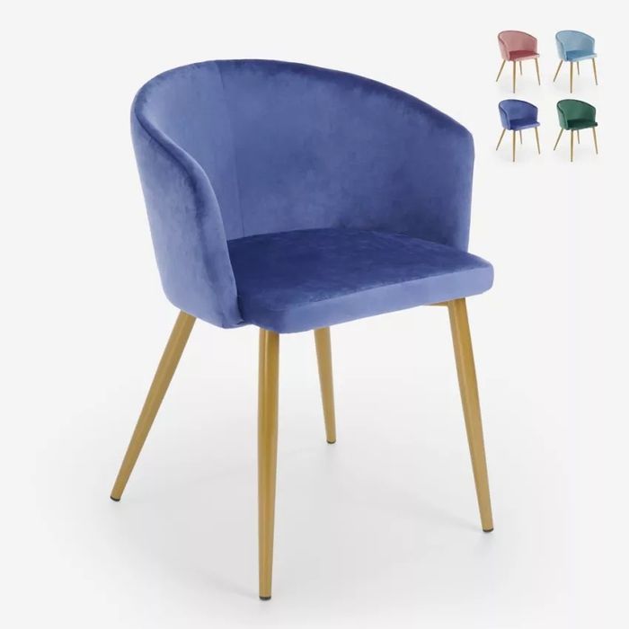 Scaun tapițat pentru sufragerie sau bucătăria, din catifea bleumarin