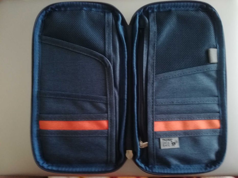 НОВ,Калъф за документи Troika- SAFE FLIGHT, тъмносин,Германия