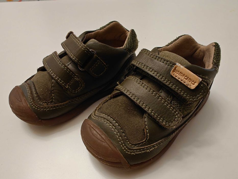 Pantofi sport copii bebe baieti, Biomecanics, piele, kaki, marimea 22