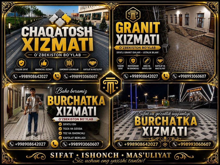 Burchatka Chaqatosh Kafel soʻkil styachka granit teramiz sifatli va ar