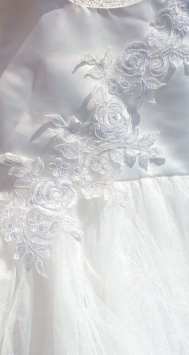 Официална детска рокля с тюл и панделка за Кръщение Сватба