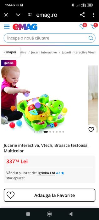 Reducere! Jucarie muzicală/ joc interactiv V'Tech, Țestoasa veselă