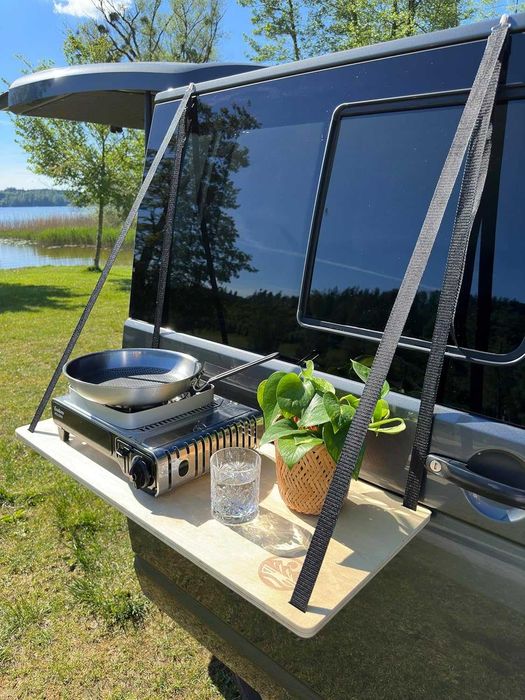 GLAMPTRAY® Висяща маса за къмпинг, за кемпери, Плъзгаща се врата, Регулируема височина, 80x35x1.5 см
