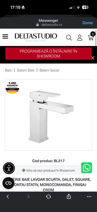 Vand baterie lavoar baie