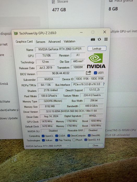 Sistem Desktop Gaming i5 10gen 16g 512g nvme RTX2060 super 8g