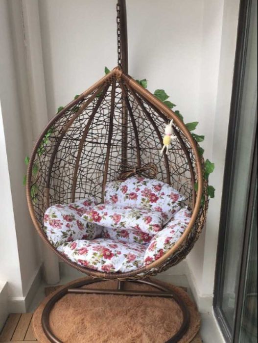 Градинска люлка от PVC ратан с метална конструкция