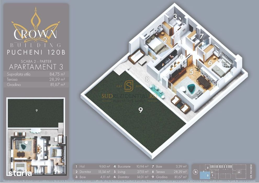 Apartament deosebit, Sector 5 - 3 camere, terasa + gradina, Comision 0