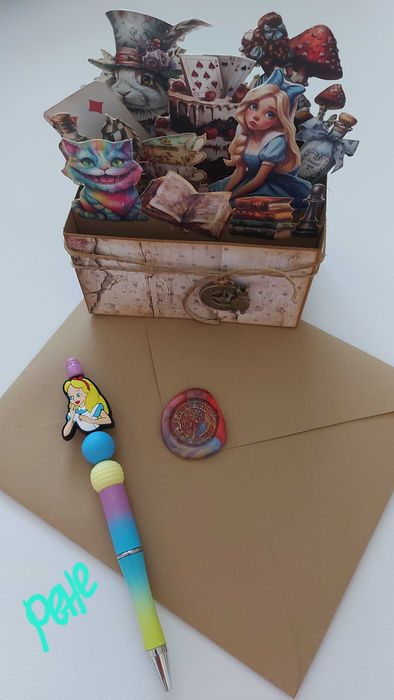 Изскачаща картичка кутия Хари Потър, Алиса, с Феи, ръчно изработена