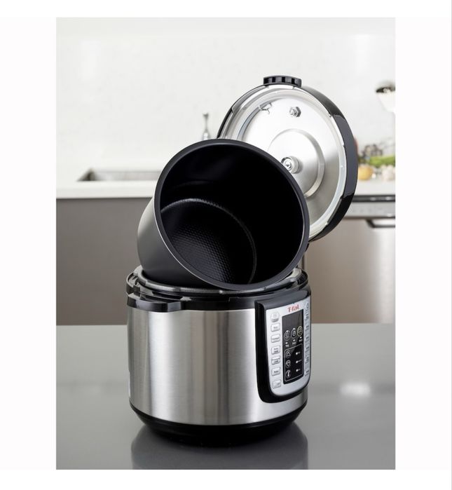 Oala sub presiune electrica Tefal One Pot CY505E30, 1200W, capacitate vas antiaderent 5.8 L, 25 de programe, functie pastrare la cald, argintiu&negru