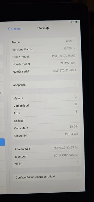 Ipad Pro Gen1 9,7" 128Gb  Icloud Off
