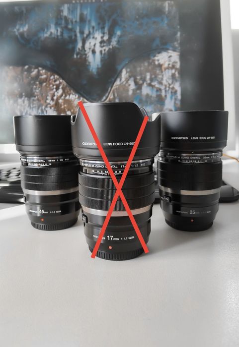 olympus 25mm, 45mm f/1.2 PRO, Grip Olympus HLD-9