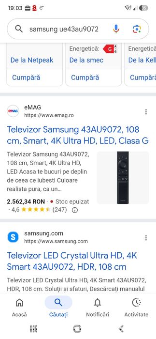 Tv Led Crystal Ultra HD Samsung Smart Slim 4K HD 108 cm