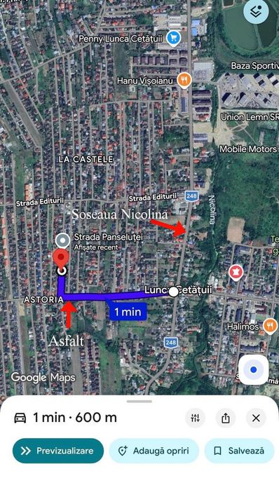 Teren intravilan, 1000 mp, intre case, dreptunghiular, Lunca Cetatuii