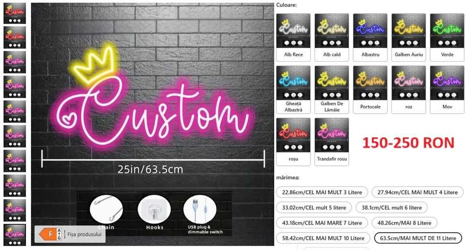 Neon USB Personalizat diferite ocazii, calitativ cu  dimmer la comanda