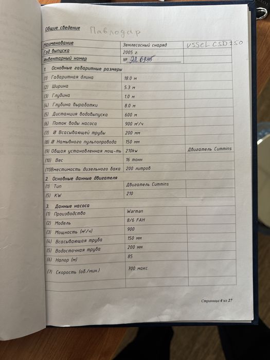 Продам земснаряд VSSEL CSD 250