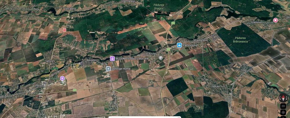 Teren Moara Vlasiei 1500mp 25 m deschidere 60 m latime