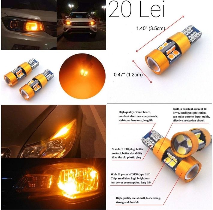 Lampi semnal, Led auto H7, H15, T10, 1156 + ACCESORII