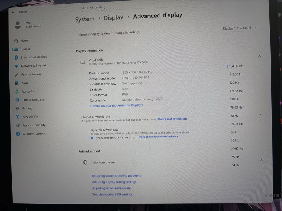 Vand monitor ASUS gaming 165hz