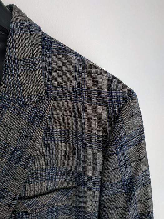 Sacou bărbați Marecom, Nr 58, gri cu dungi albastre și negru, 80% lana