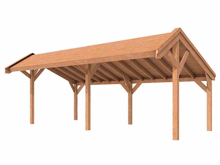 Structură șură / terasa lemn masiv 7,5x4,3 m, înălțime 320 cm – nou