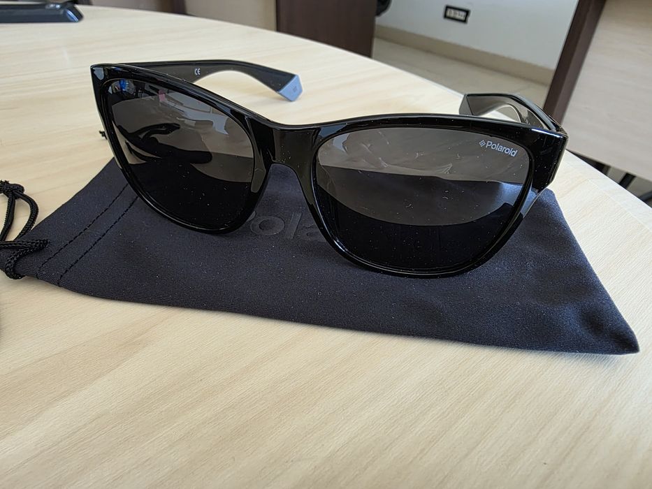 Ochelari de soare Polaroid Rectangular Shiny Black/Dark Grey Polarized