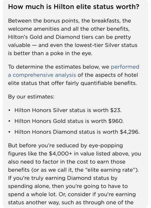 Gold status Hilton Honors