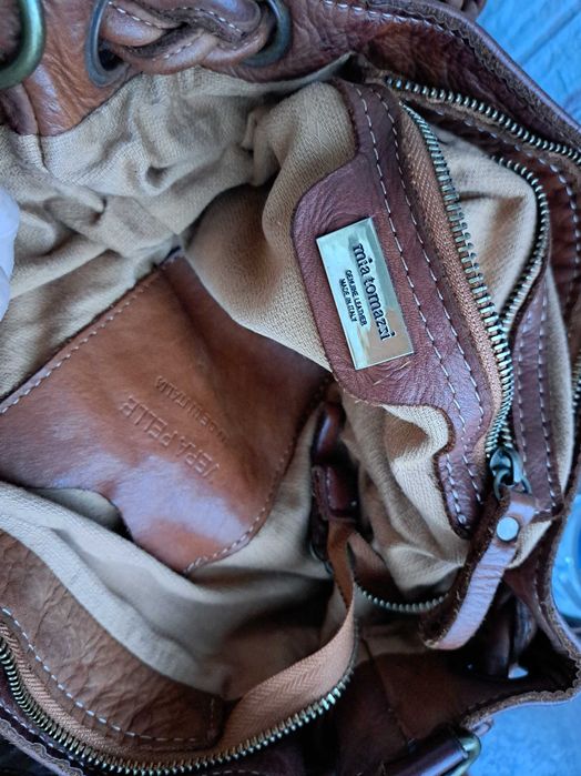 дамска кожена чанта Mia Tomazzi-кафява,кожена торба-естествена кожа