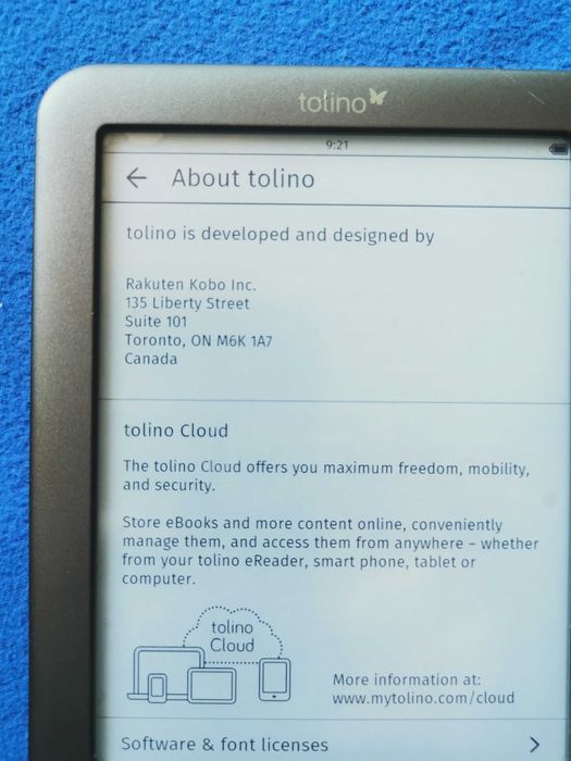 Tolino shine, Kobo за Германия -  с подсветка