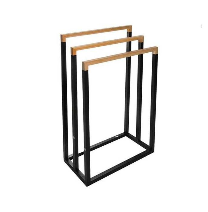 Стойка за кърпи, бамбук, Подова поставка за баня, 76см