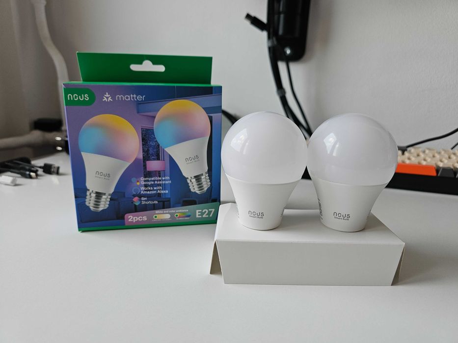 Set 2 becuri smart NOUS P3 WiFi E27 RGB, 9W, Tuya, Matter, smart home