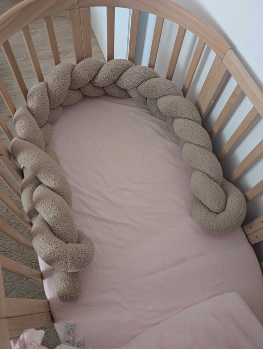 Protectie laterala Jukki pentru patut impletita bej 180cm